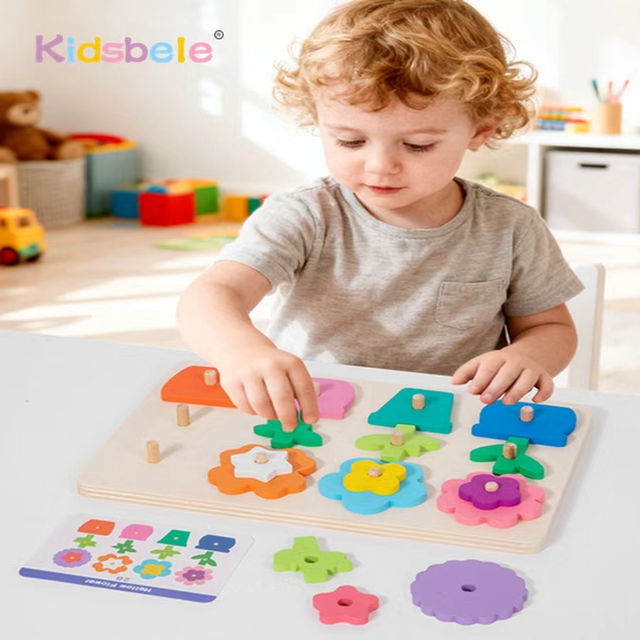 Board Game Nature - Rompecabezas de flores de madera Montessori